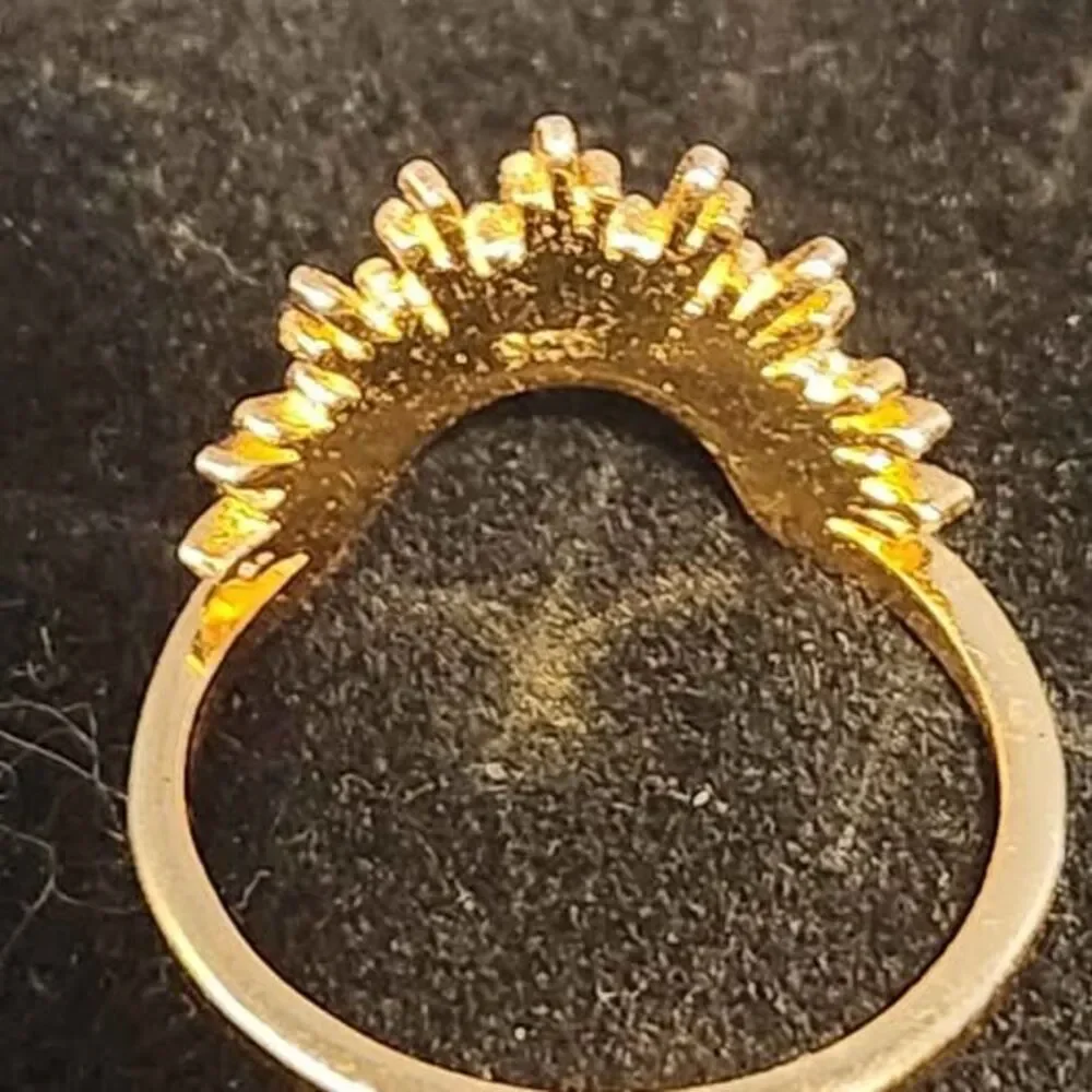 Sterling Silver Gold Vermeil Sunburst Ring, Size 9-9.5